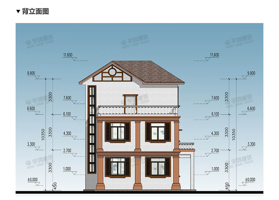 10x13米帶車庫書房鄉村別墅設計圖紙