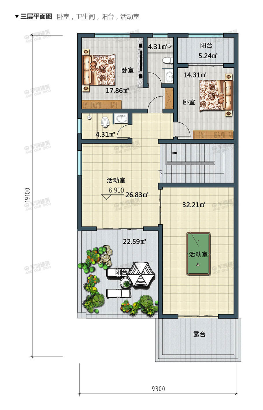 9x19米帶堂屋新農村別墅設計圖紙