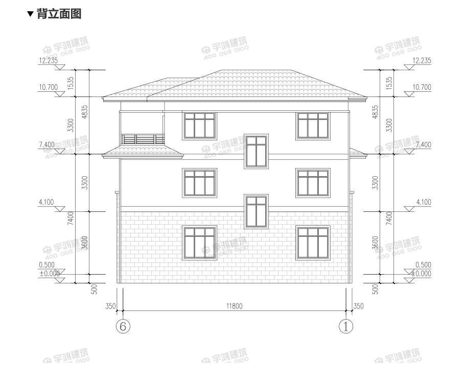 12x12米新中式復式農村別墅設計圖紙