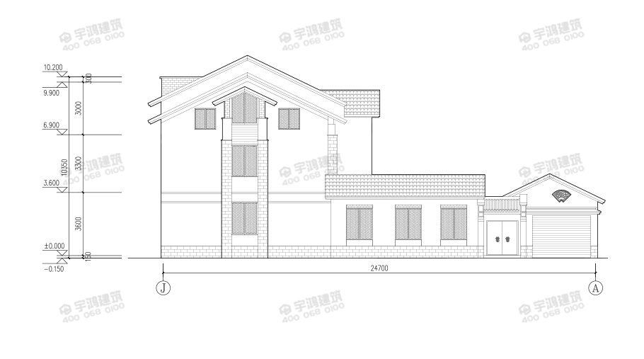 27x25米帶庭院新農村別墅設計圖紙