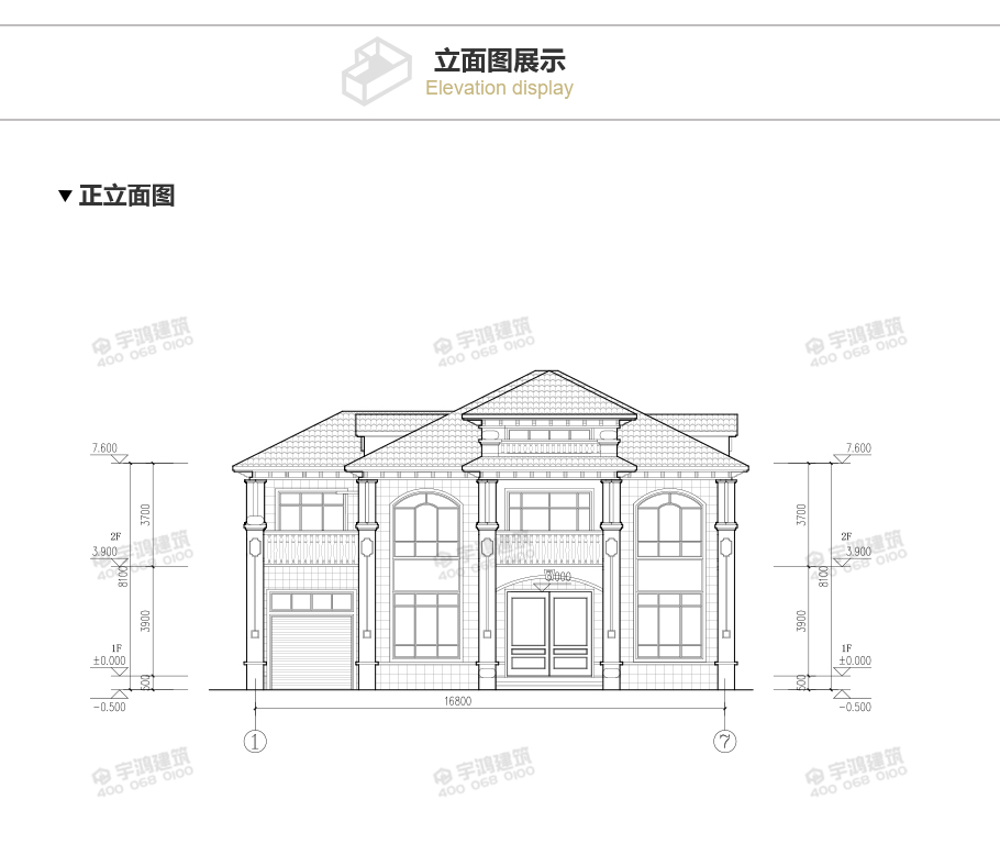 30萬帶車庫兩層歐式農村別墅設計圖