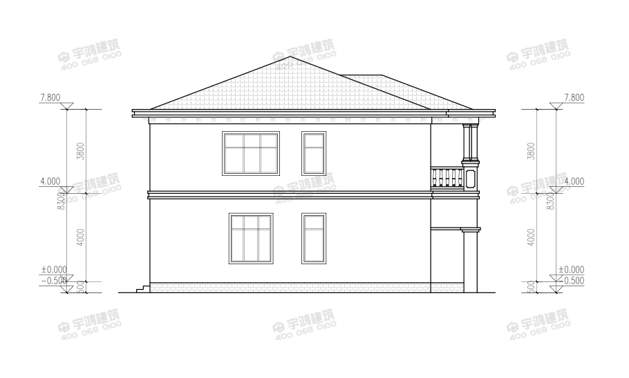 15x15米帶辦公室鄉村別墅設計圖紙