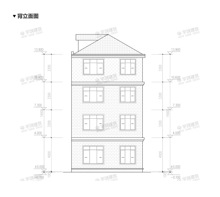 120平米四層帶庭院農村別墅設計圖