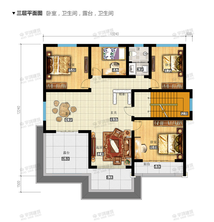 170平帶地下室新農村三層自建房設計圖紙