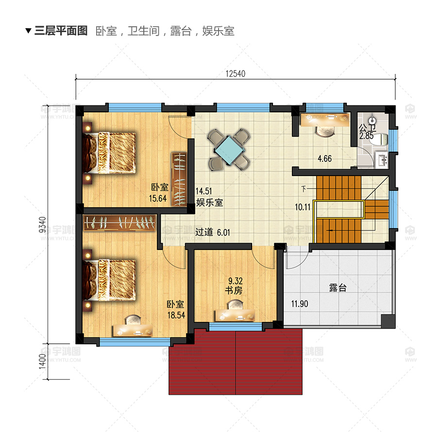 112平漂亮實(shí)用鄉(xiāng)村別墅設(shè)計(jì)圖紙及效果圖，框架結(jié)構(gòu)