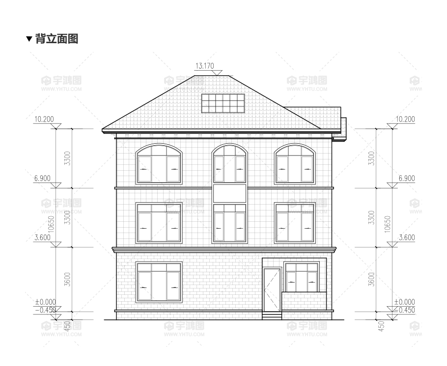 120平方米帶客廳中空農(nóng)村房屋設(shè)計(jì)圖紙，外觀高端大氣