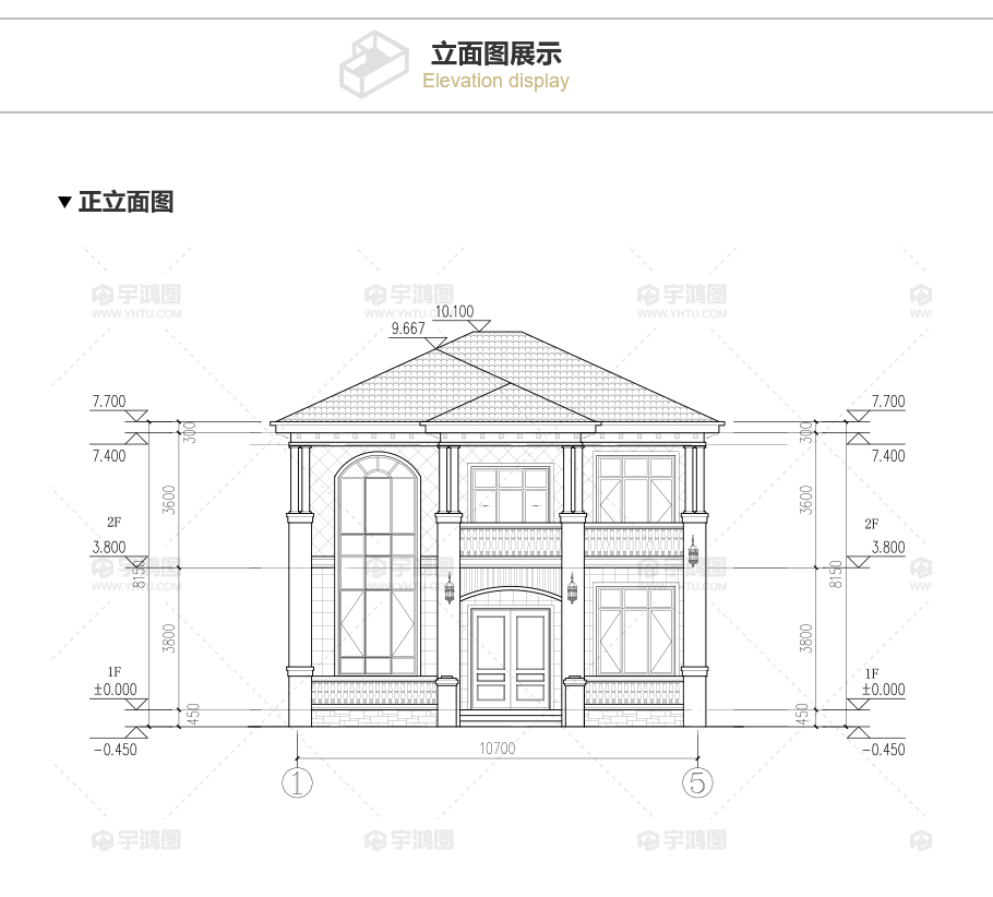 新農村兩層歐式別墅設計圖帶復式客廳